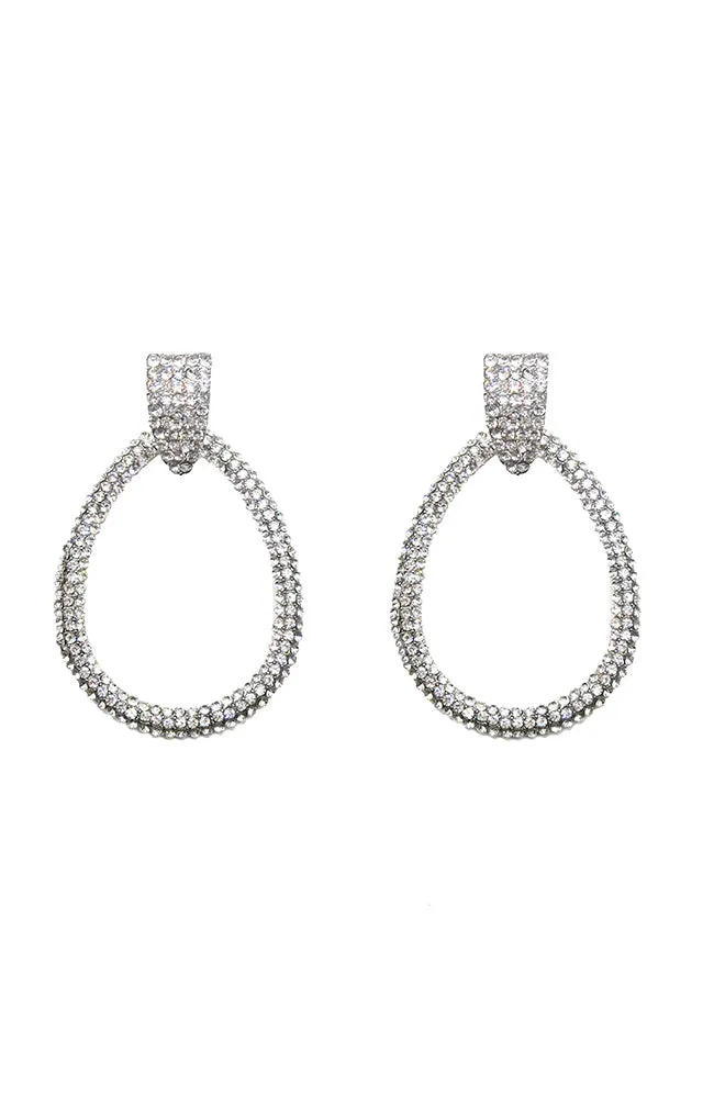 Slv Crystal Open Drop Earrings
