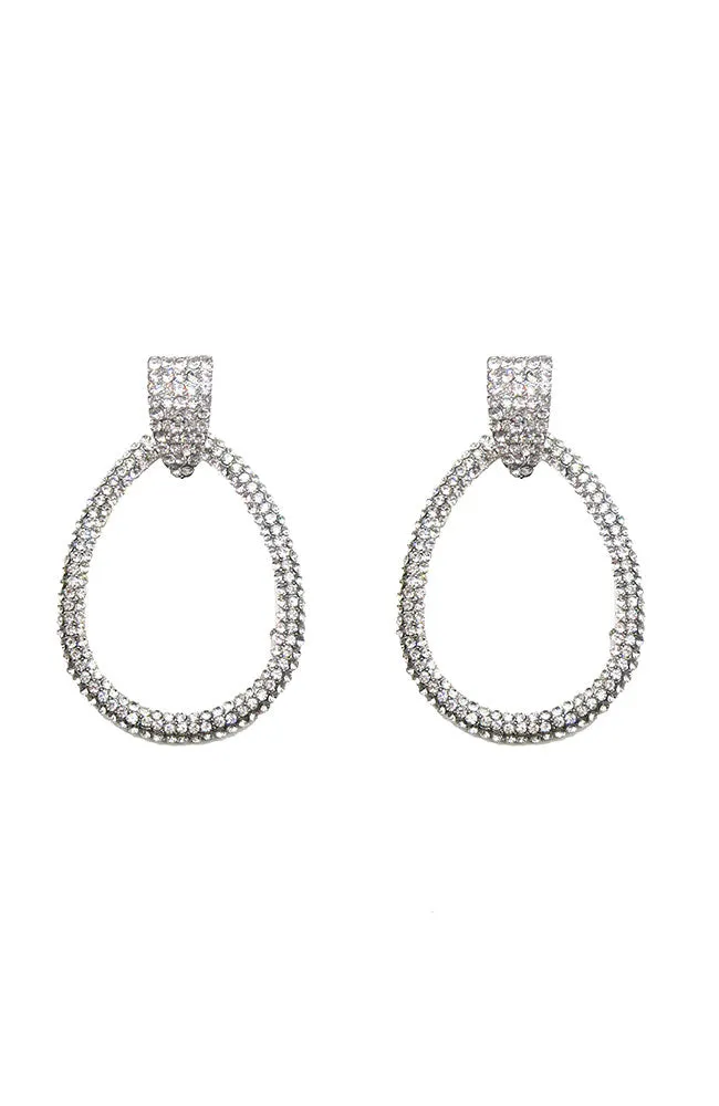 Slv Crystal Open Drop Earrings