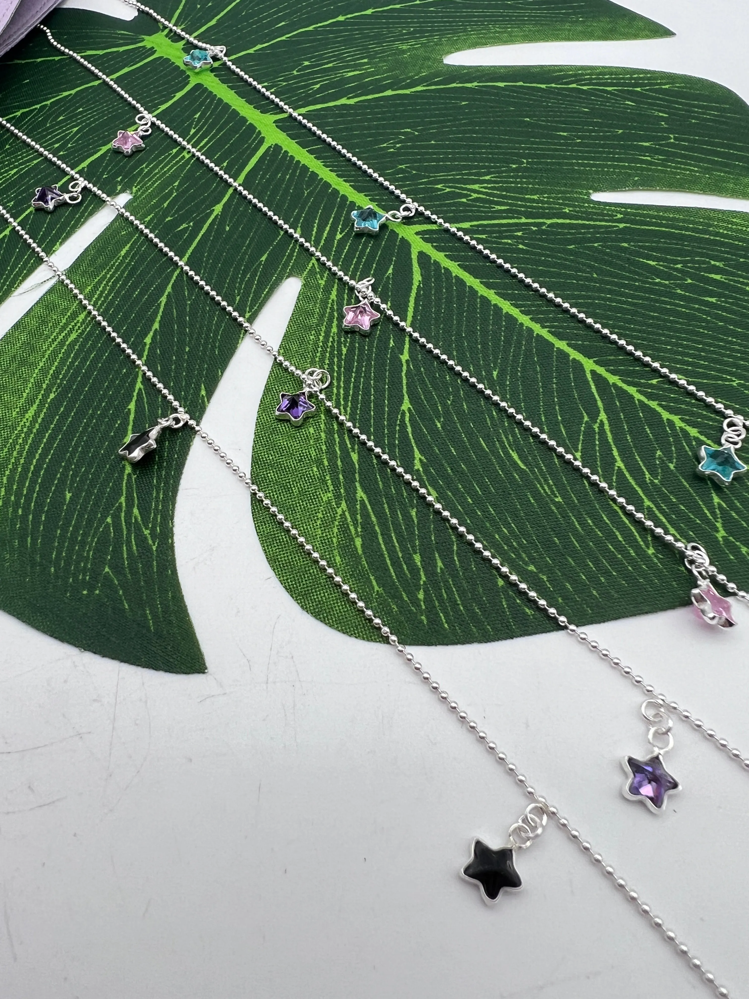 Star Drop Anklet - 925 Sterling Silver