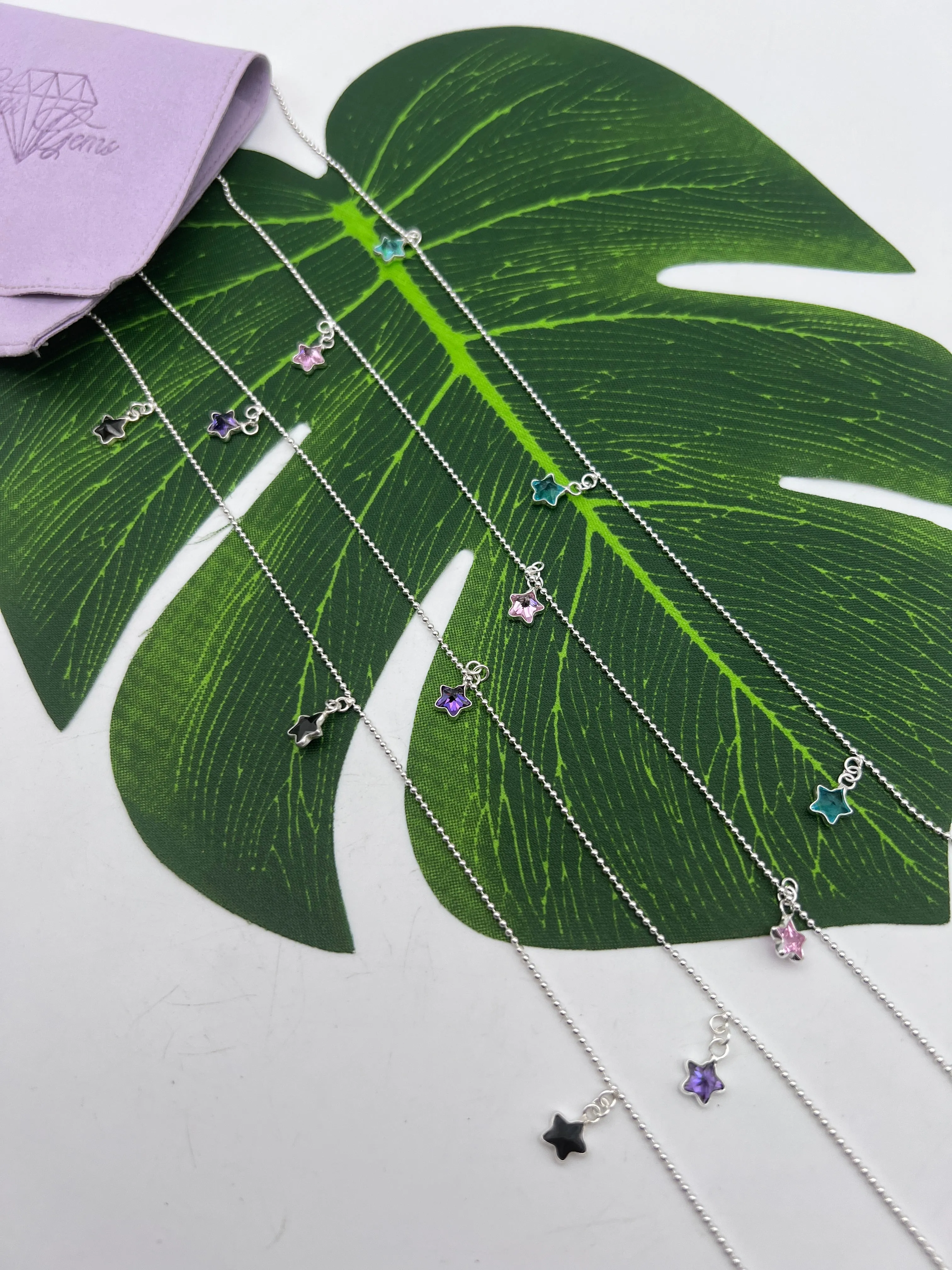 Star Drop Anklet - 925 Sterling Silver