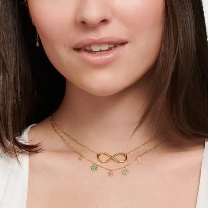 Sterling Silver Gold Plated Multicoloured Symbols Necklace KE2123-488-7-L42V