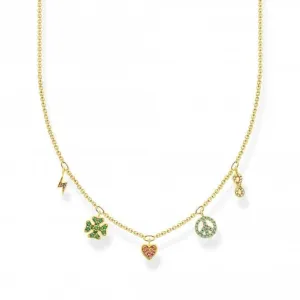Sterling Silver Gold Plated Multicoloured Symbols Necklace KE2123-488-7-L42V