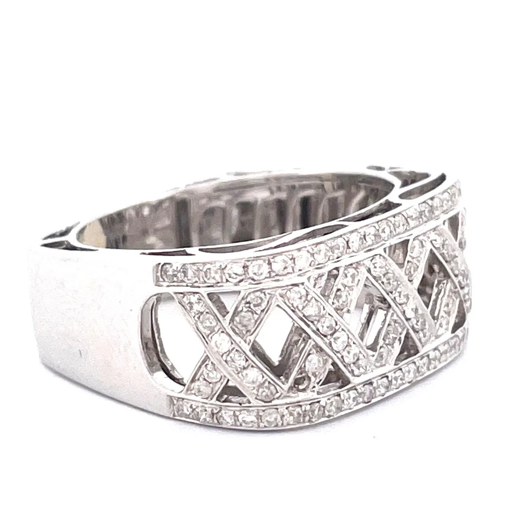 Striking 14k White Gold Square Natural Diamond Ring