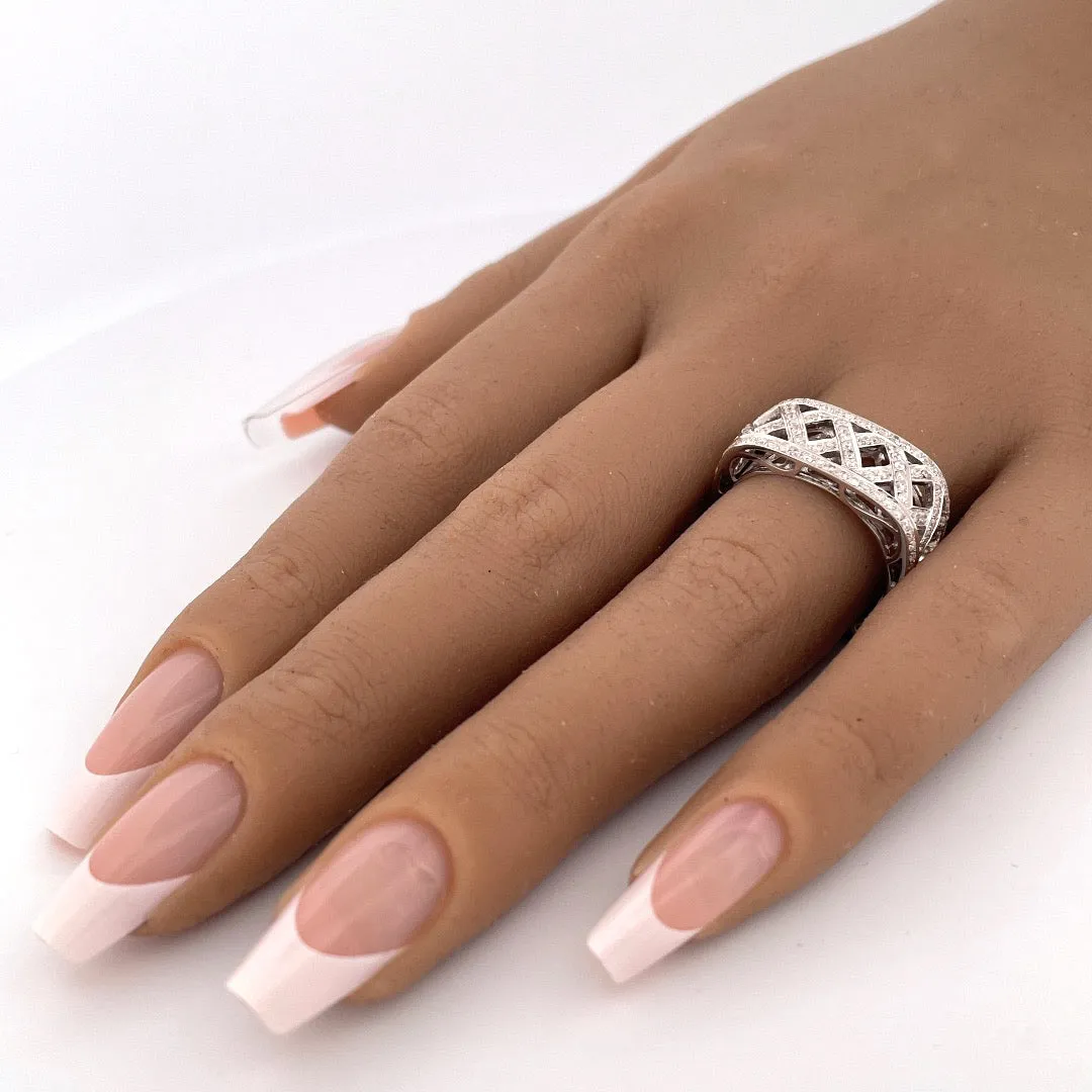 Striking 14k White Gold Square Natural Diamond Ring