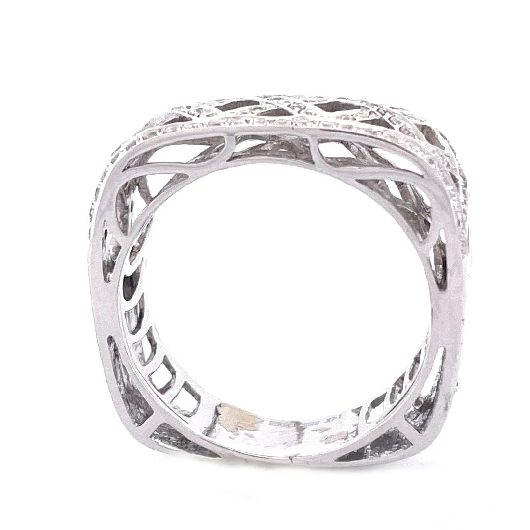 Striking 14k White Gold Square Natural Diamond Ring