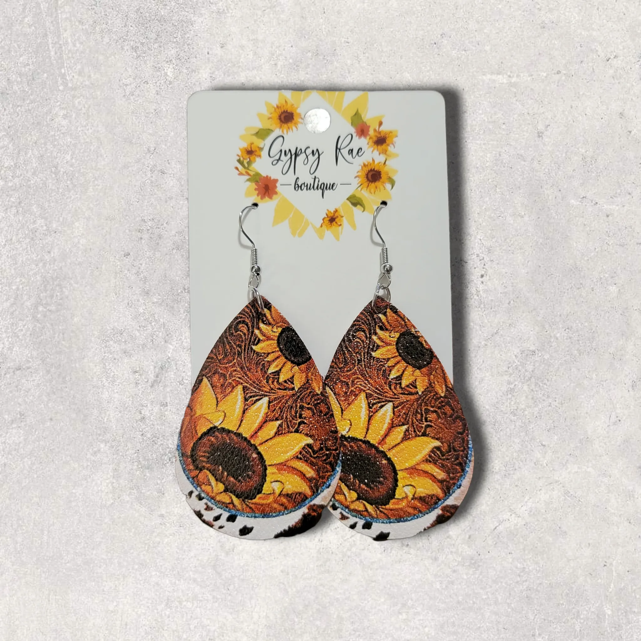 Sunflower Leather Earrings