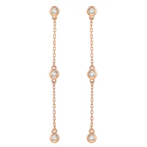 Suzy Levian Rose Gold 2/5 CTTW Diamond Station Dangle Earrings