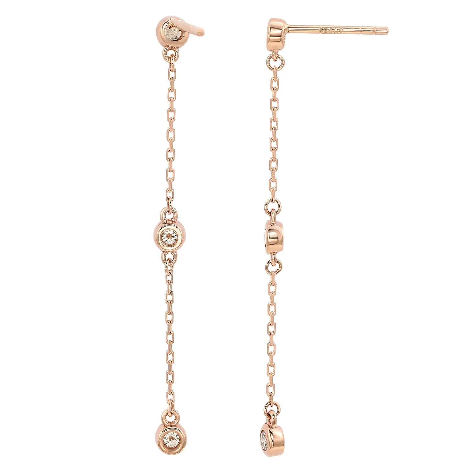 Suzy Levian Rose Gold 2/5 CTTW Diamond Station Dangle Earrings