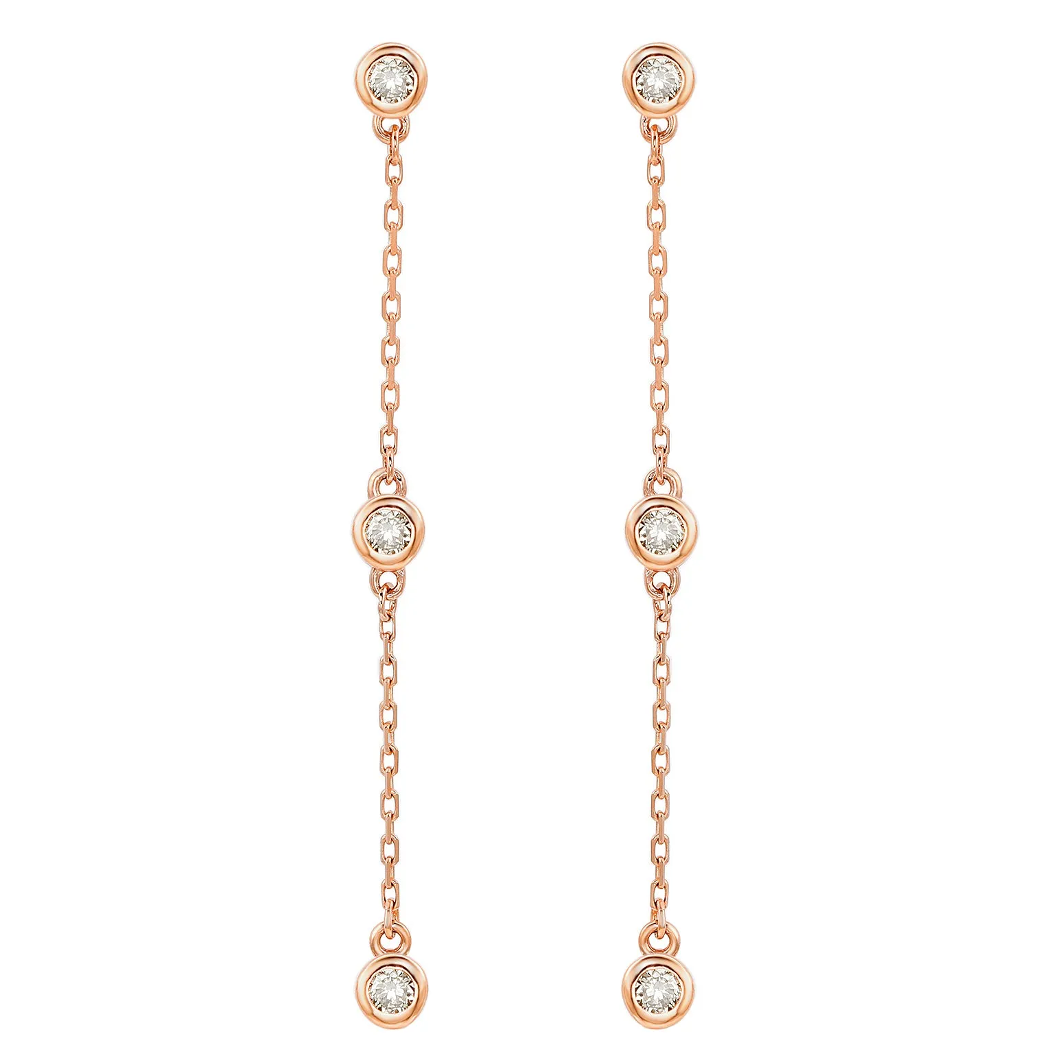 Suzy Levian Rose Gold 2/5 CTTW Diamond Station Dangle Earrings