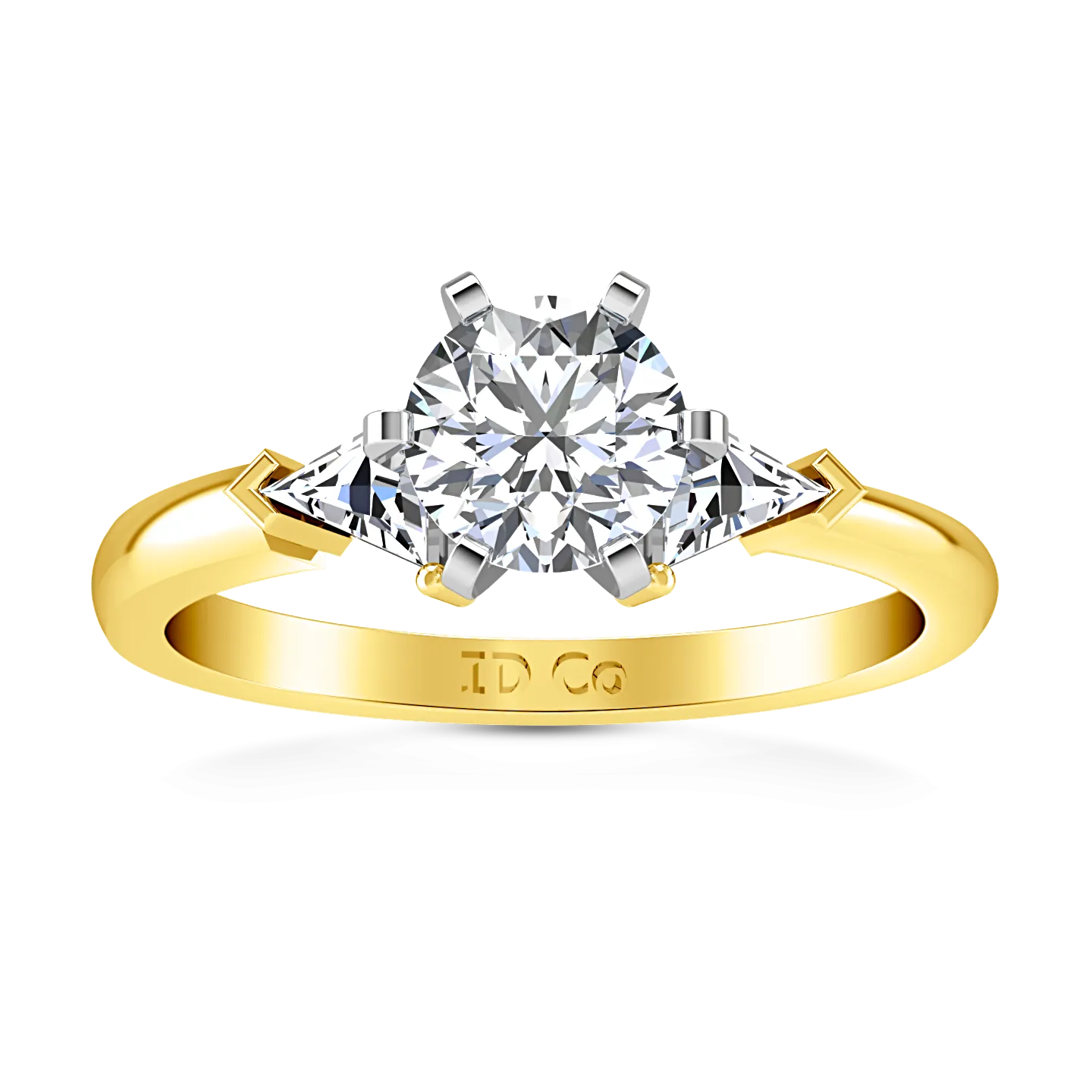 Three Stone Engagement Ring Miranda Trilliant 14K Yellow Gold