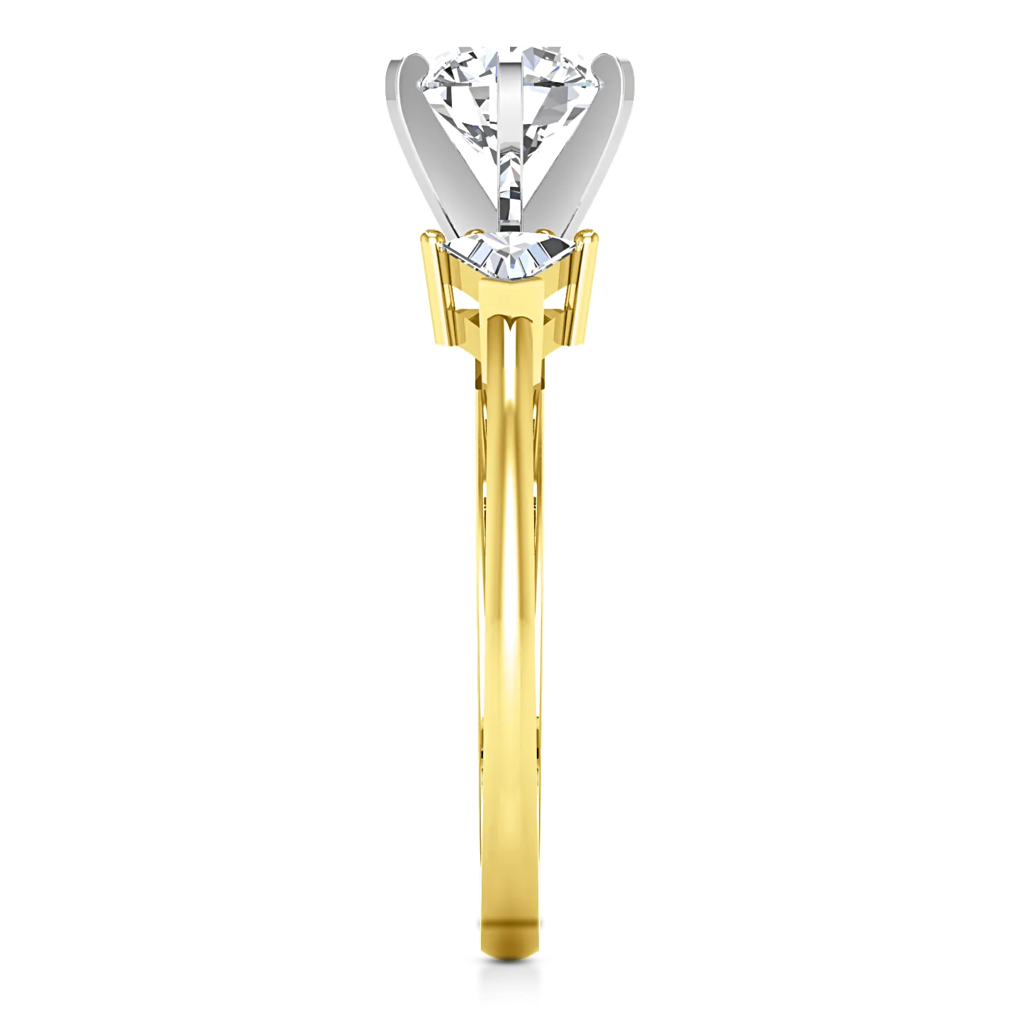 Three Stone Engagement Ring Miranda Trilliant 14K Yellow Gold