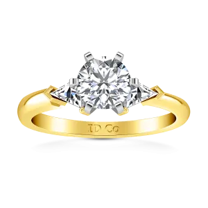 Three Stone Engagement Ring Miranda Trilliant 14K Yellow Gold