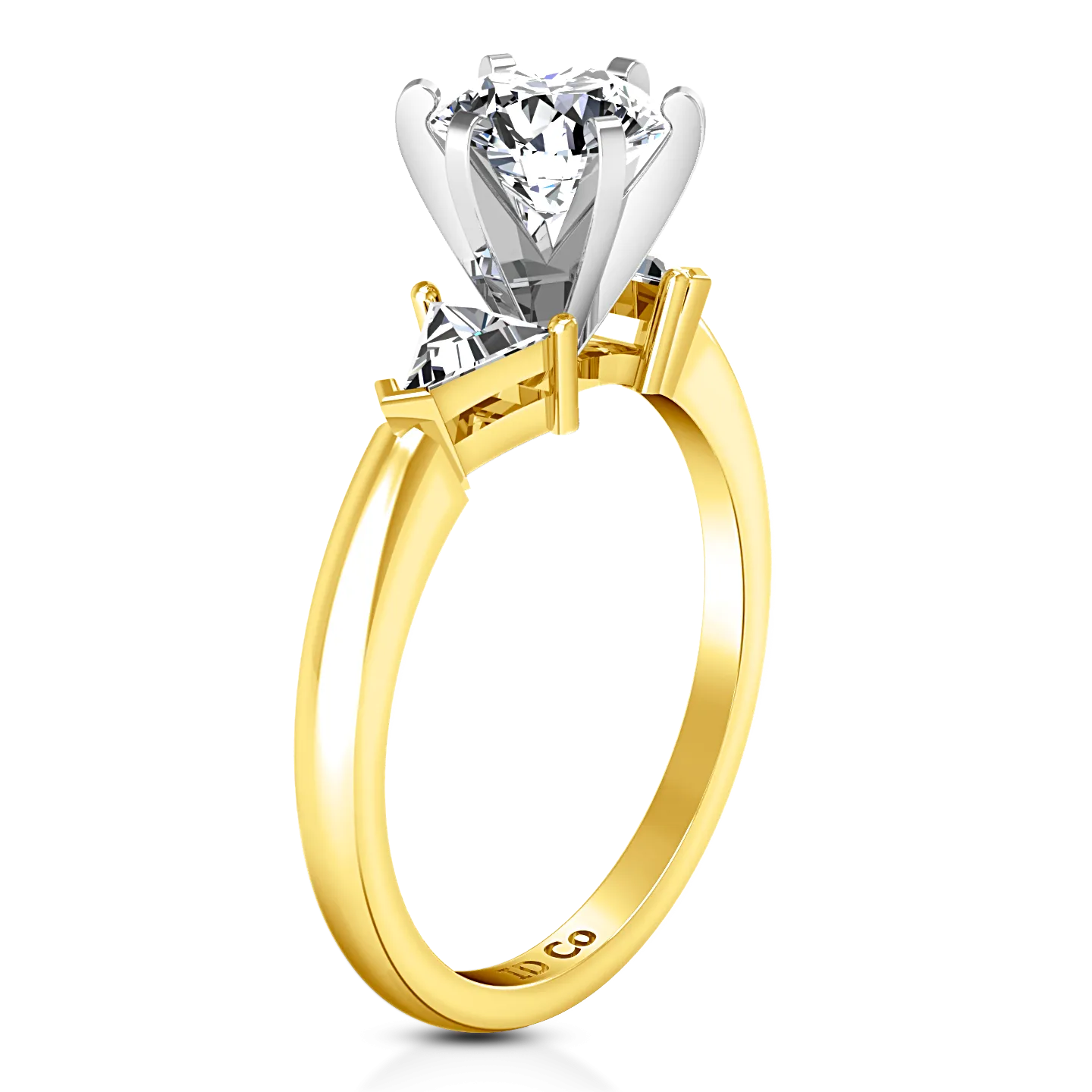 Three Stone Engagement Ring Miranda Trilliant 14K Yellow Gold