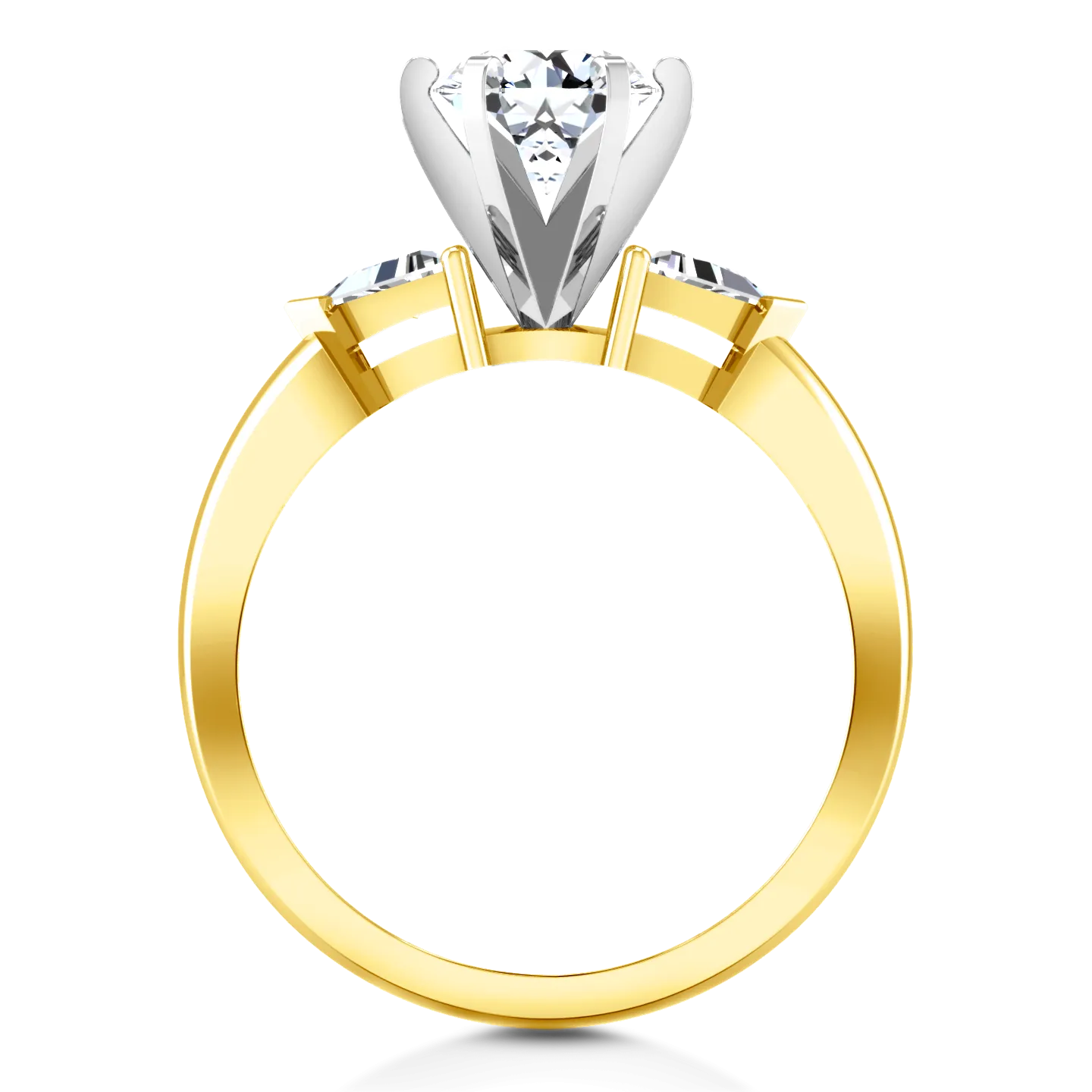 Three Stone Engagement Ring Miranda Trilliant 14K Yellow Gold