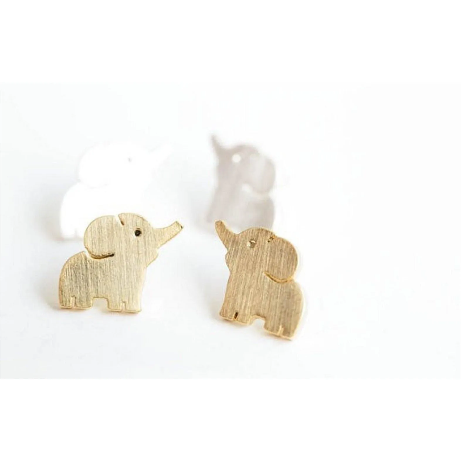 Tiny Elephant Earrings, Gold Elephant Studs