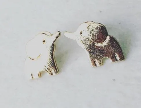 Tiny Elephant Earrings, Gold Elephant Studs