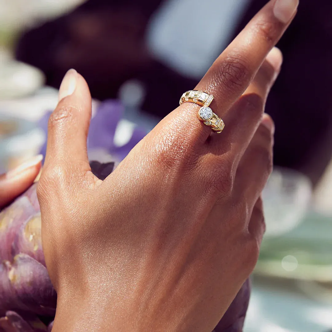 Toi et moi checkerboard brilliant ring