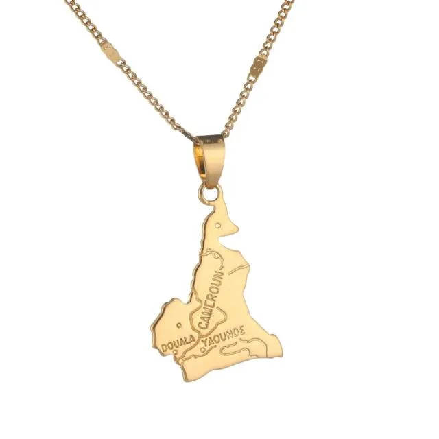 Trendy Cameroon Map Flag Pendant