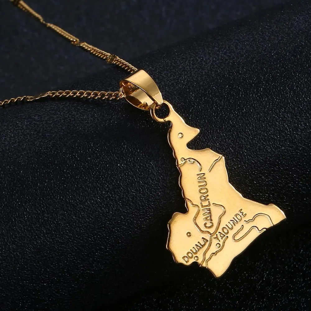 Trendy Cameroon Map Flag Pendant
