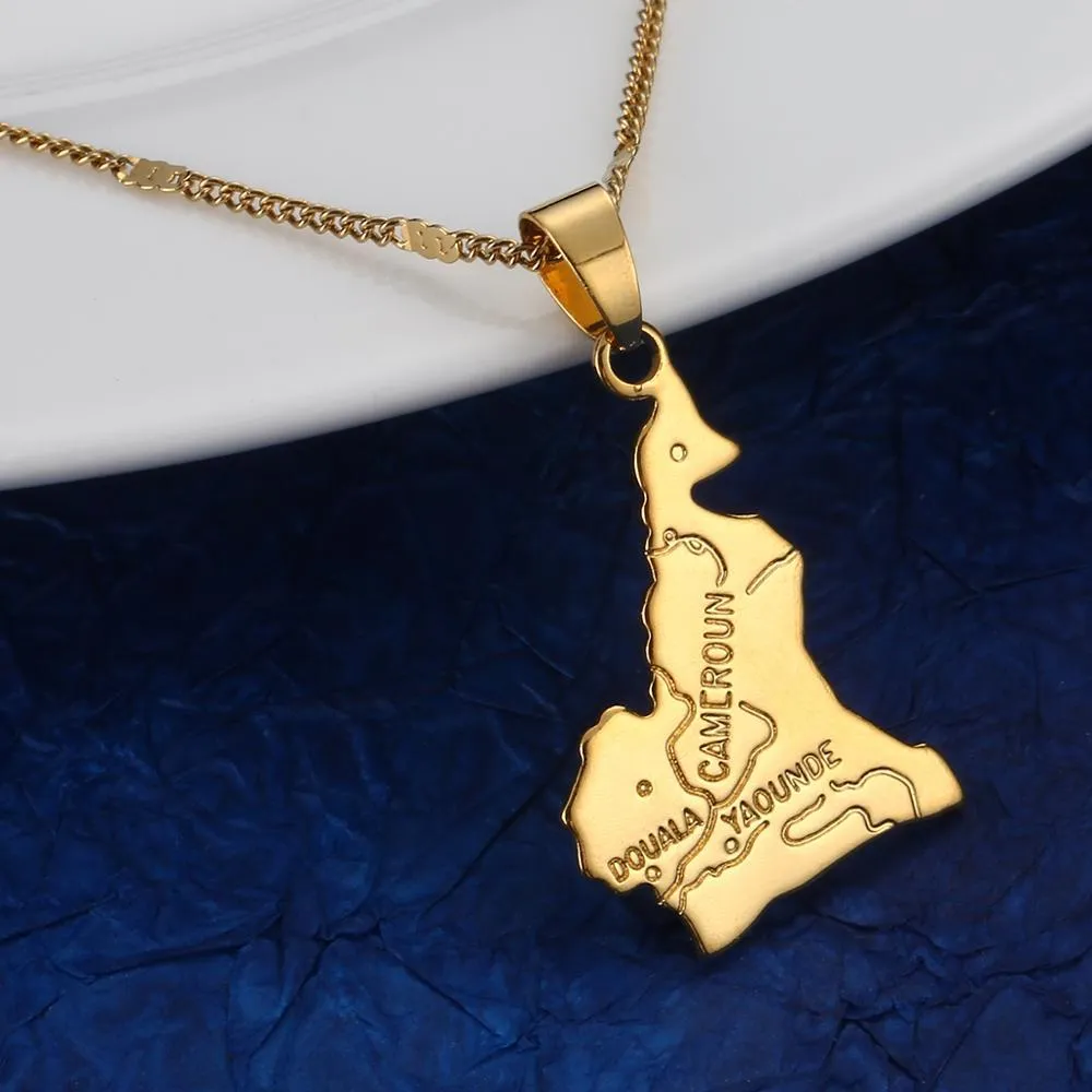 Trendy Cameroon Map Flag Pendant