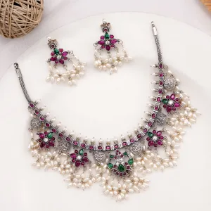 Trendy Oxidised Short Necklace Set
