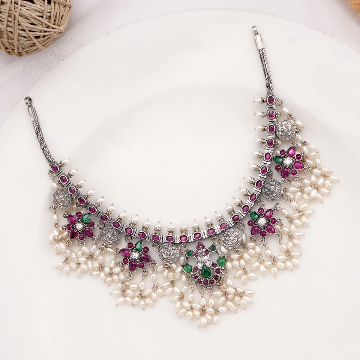 Trendy Oxidised Short Necklace Set
