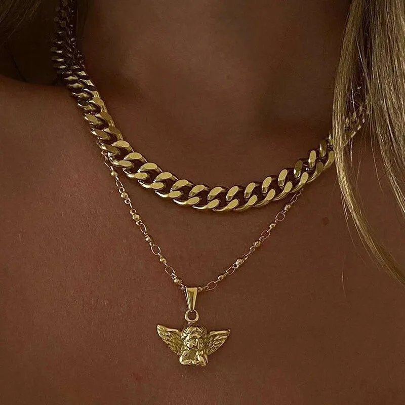 Trendy Punk Fashion Multi-layer Thick Chains Necklaces