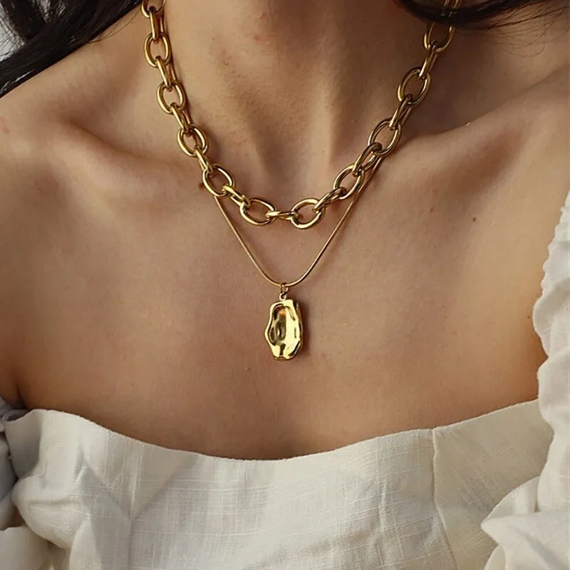 Trendy Punk Fashion Multi-layer Thick Chains Necklaces