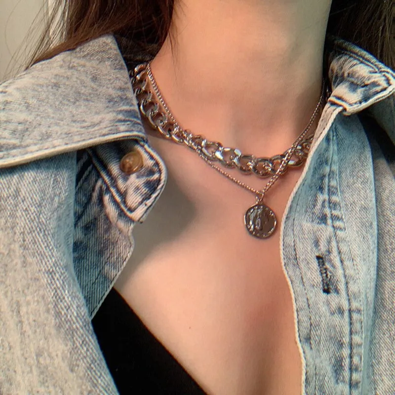 Trendy Punk Fashion Multi-layer Thick Chains Necklaces