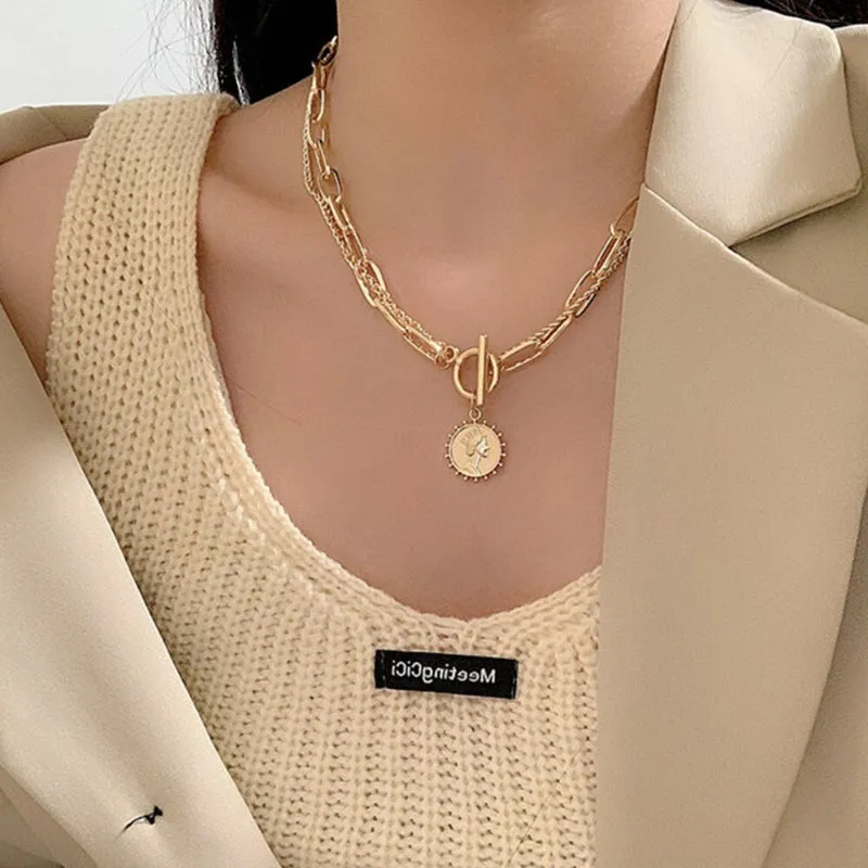 Trendy Punk Fashion Multi-layer Thick Chains Necklaces