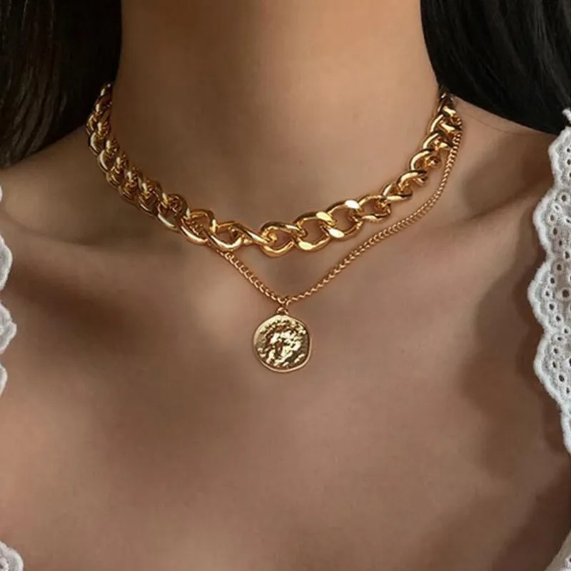 Trendy Punk Fashion Multi-layer Thick Chains Necklaces