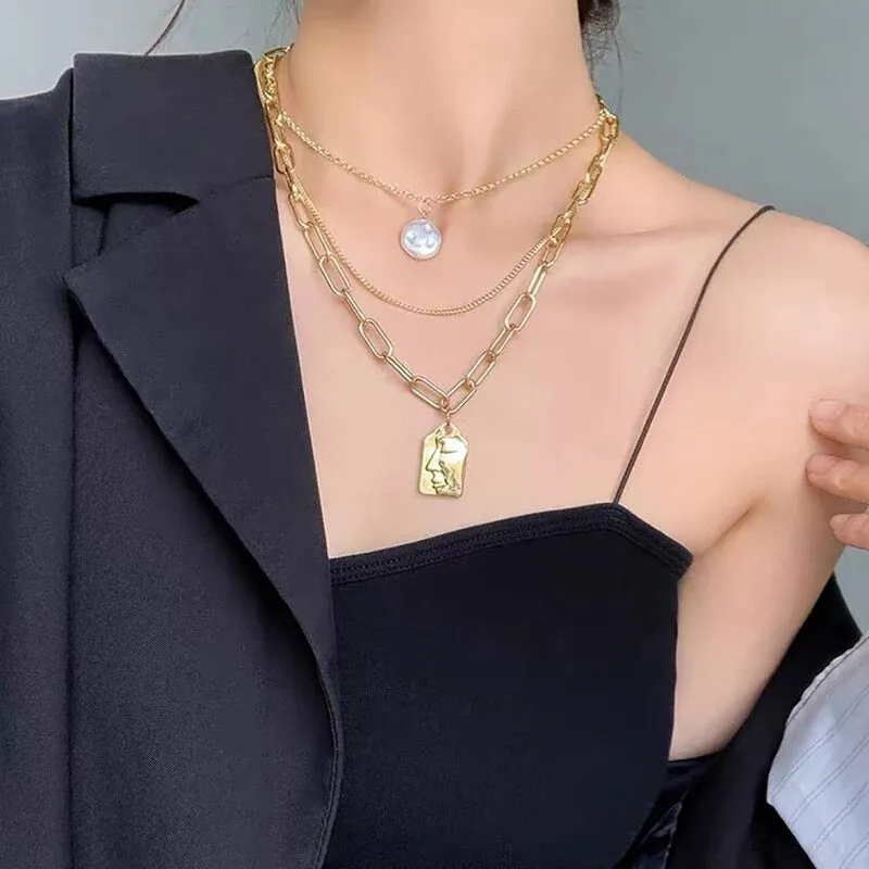 Trendy Punk Fashion Multi-layer Thick Chains Necklaces