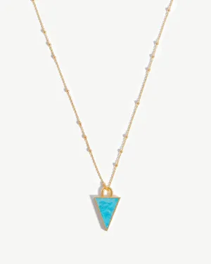 Triangle Pendant Chain Necklace | 18ct Gold Plated/Turquoise