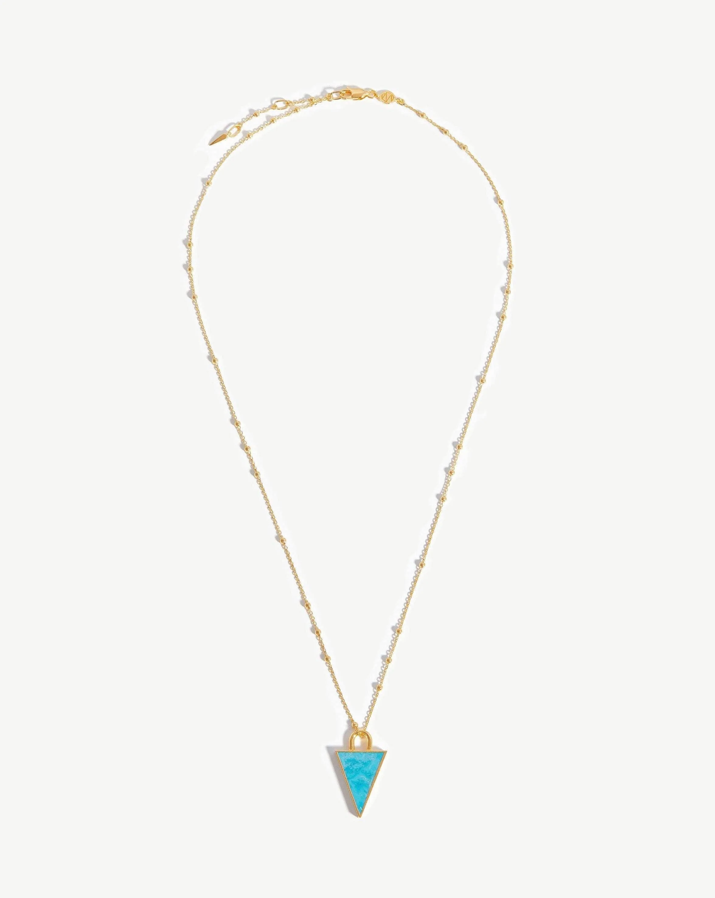 Triangle Pendant Chain Necklace | 18ct Gold Plated/Turquoise