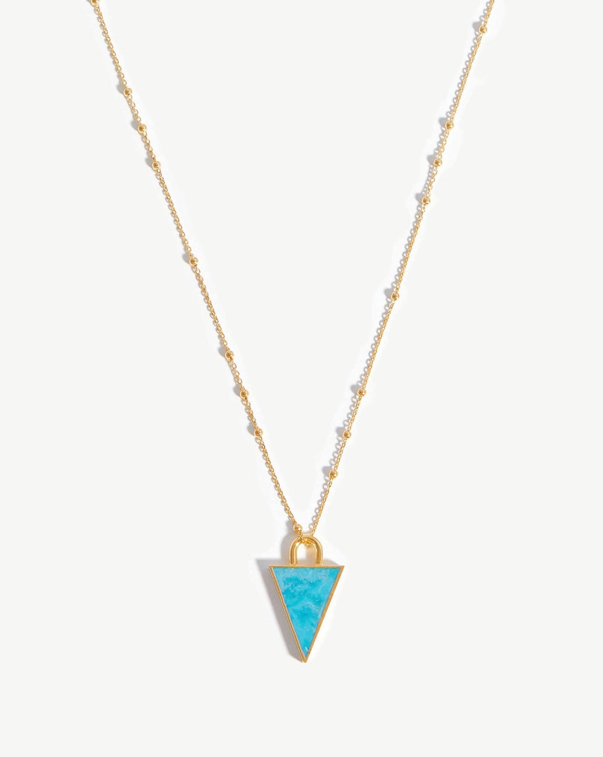 Triangle Pendant Chain Necklace | 18ct Gold Plated/Turquoise