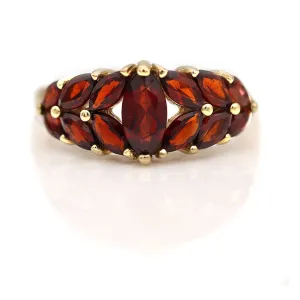 Victorian Marquise Garnet Wedding Ring Circa 1900s