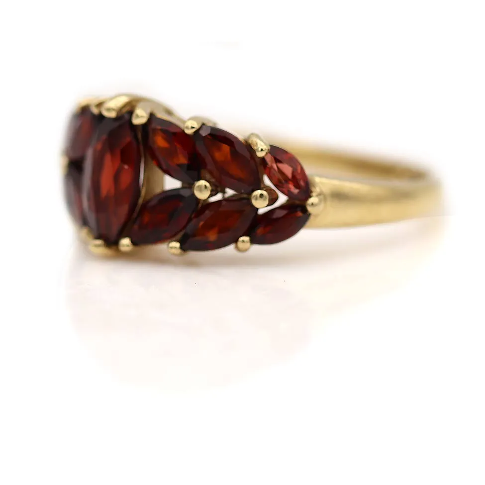 Victorian Marquise Garnet Wedding Ring Circa 1900s