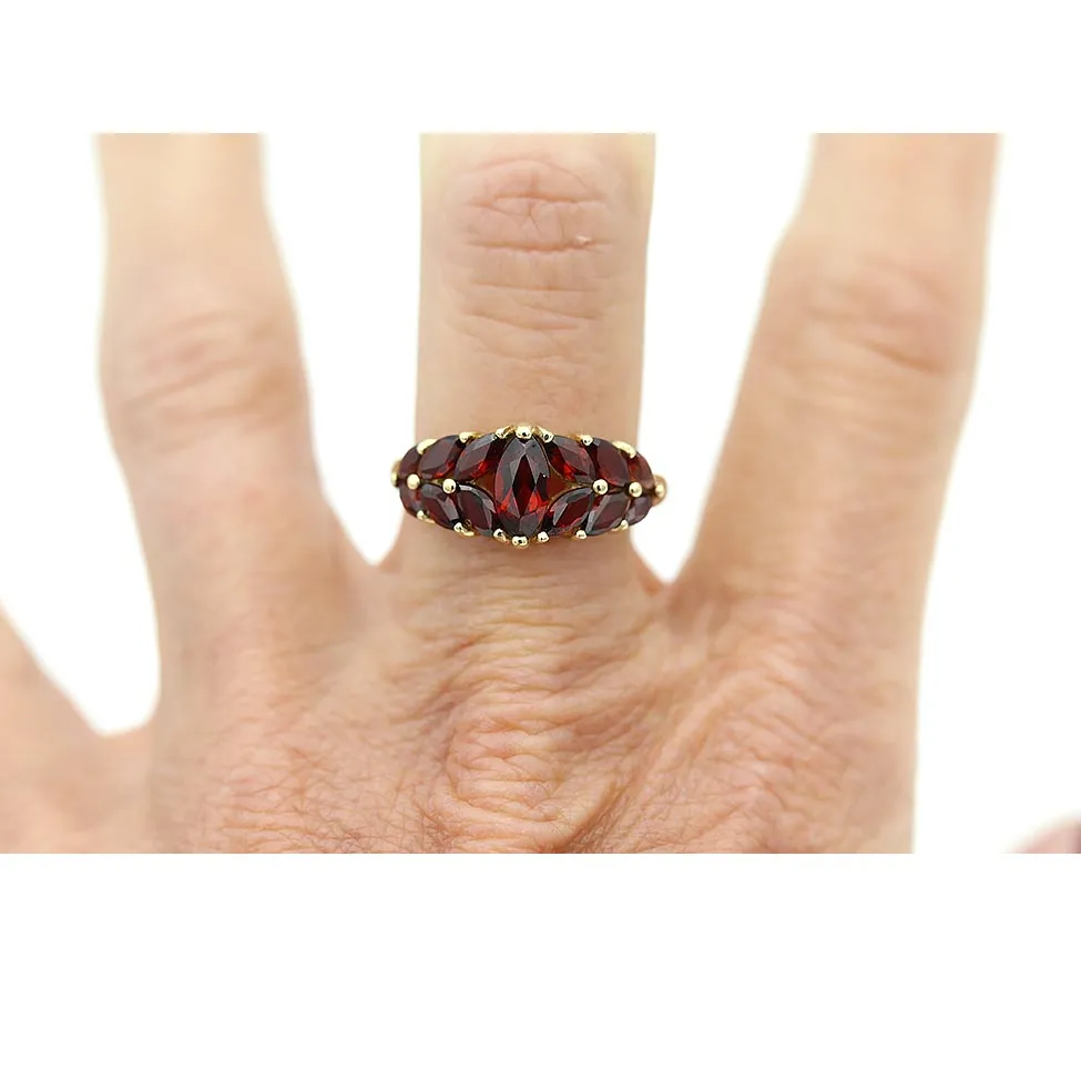 Victorian Marquise Garnet Wedding Ring Circa 1900s