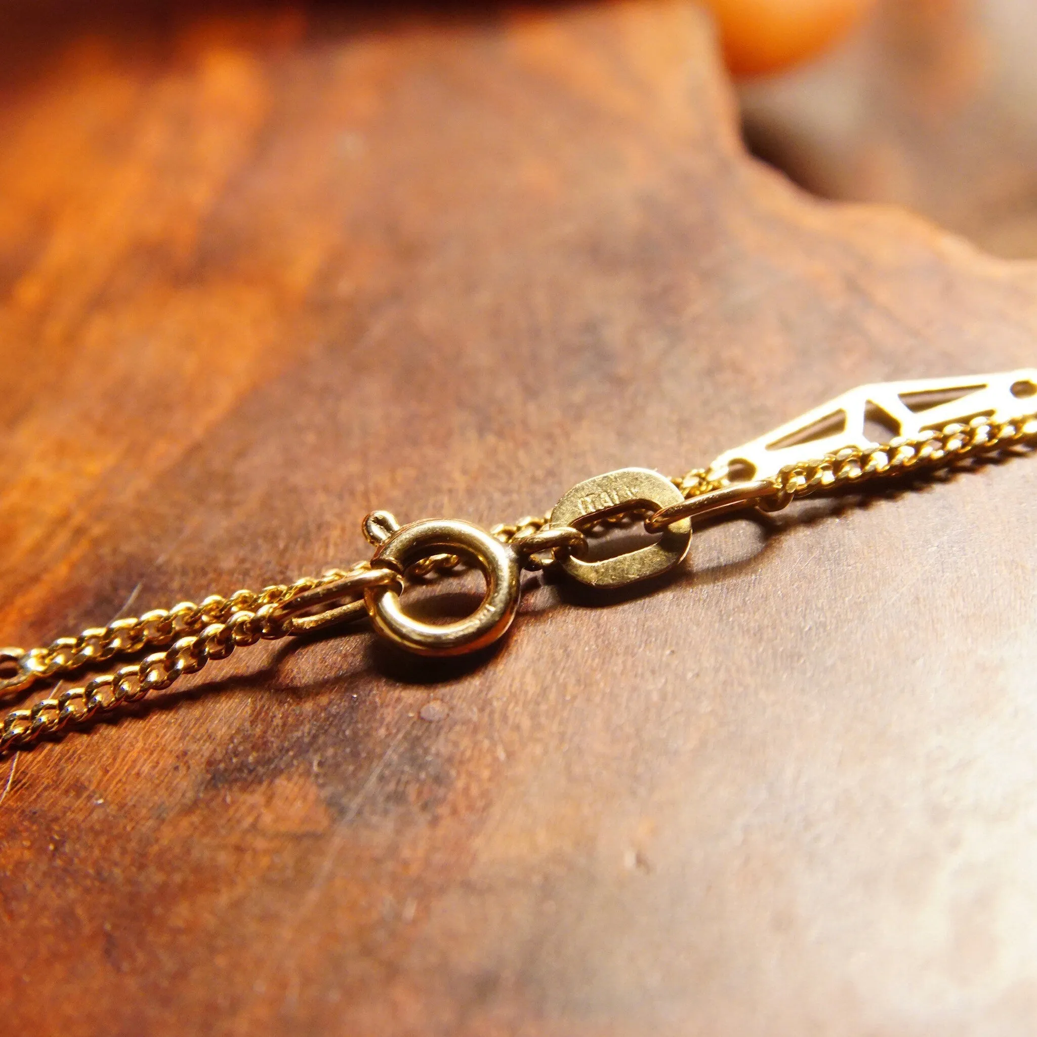 Vintage Italian 14K Gold Filigree Station Necklace, Elegant Yellow Gold Chain, Feminine Gold Chain, 585 Jewelry, 18 1/4" L