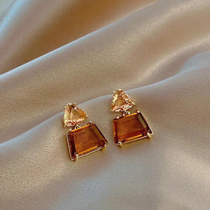 Vintage Resin Geometric Drop Earrings