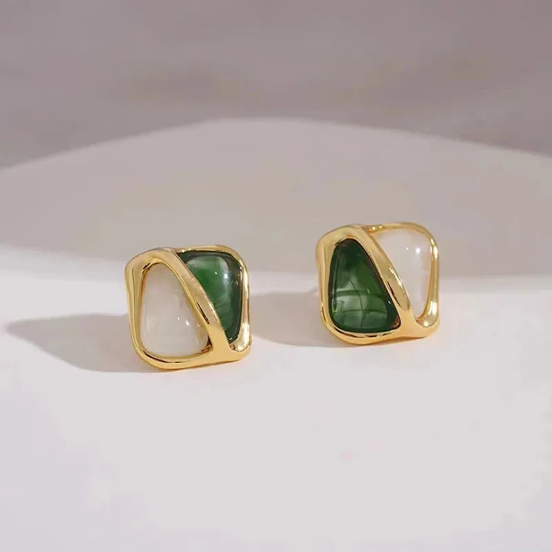 Vintage Resin Geometric Drop Earrings