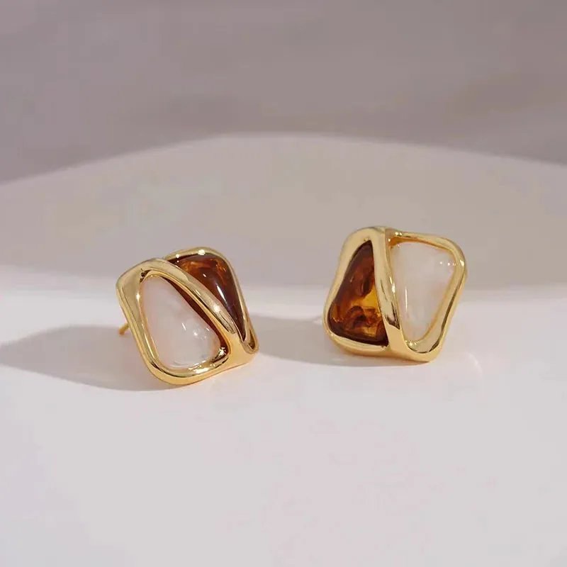 Vintage Resin Geometric Drop Earrings