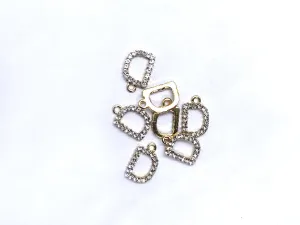 White 'D' Stone Studded Metallic Charms